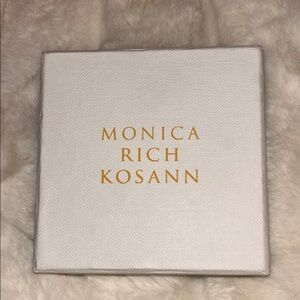 Monica Rich Kosann White and Gold Box with round jewelry holder soft inside